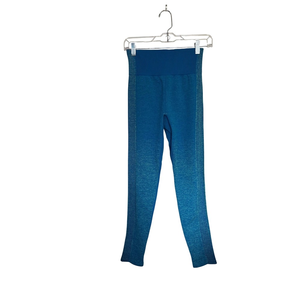 Fabletics Women's Medium NWT Teal High Waisted Seamless Ribbed Leggings